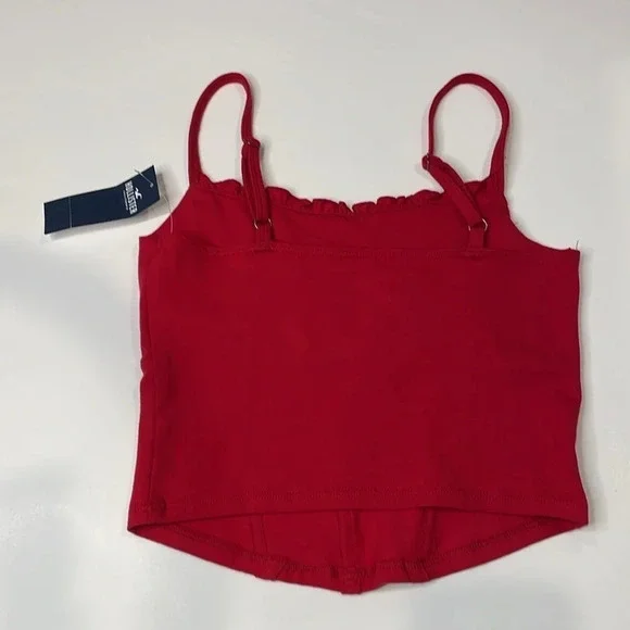 Hollister Red crop corset tank top Women juniors extra small XS ruched boning - Picture 7 of 13